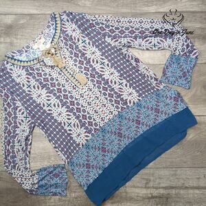 Vintage America Boho Style Long Sleeve Top Size M